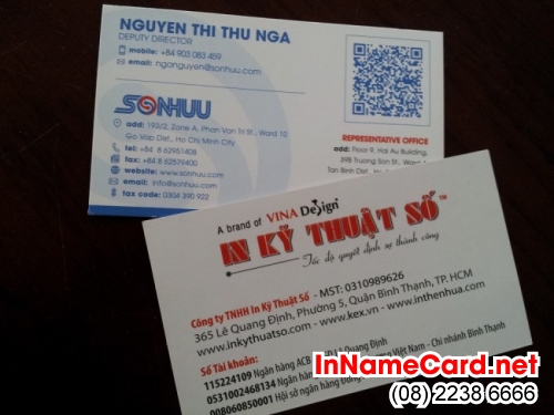 In name card cho mã Qr code ho Sonhuu - thực hiện bởi In Kỹ Thuật Số