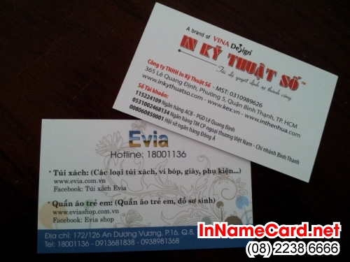 In name card offset cho Evia - đặt in name card nhanh cùng In Kỹ Thuật Số