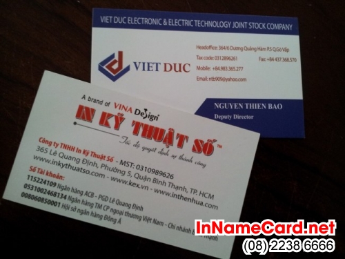 Liên hệ in name card giá rẻ, in nhanh với Công ty TNHH In Kỹ Thuật Số - Digital Printing