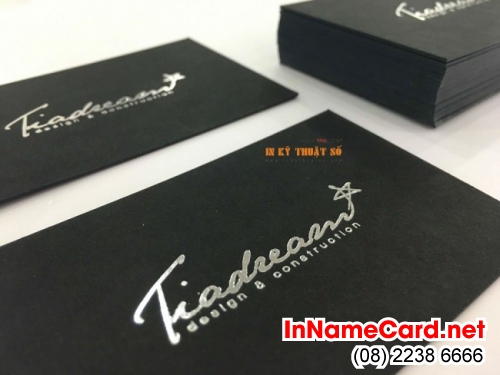 Thành phẩm name card kéo nhũ bạc cho khách hàng
